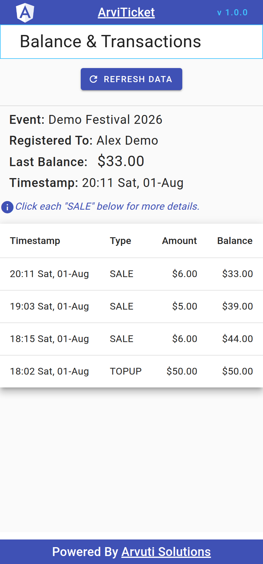 Balance and transactions