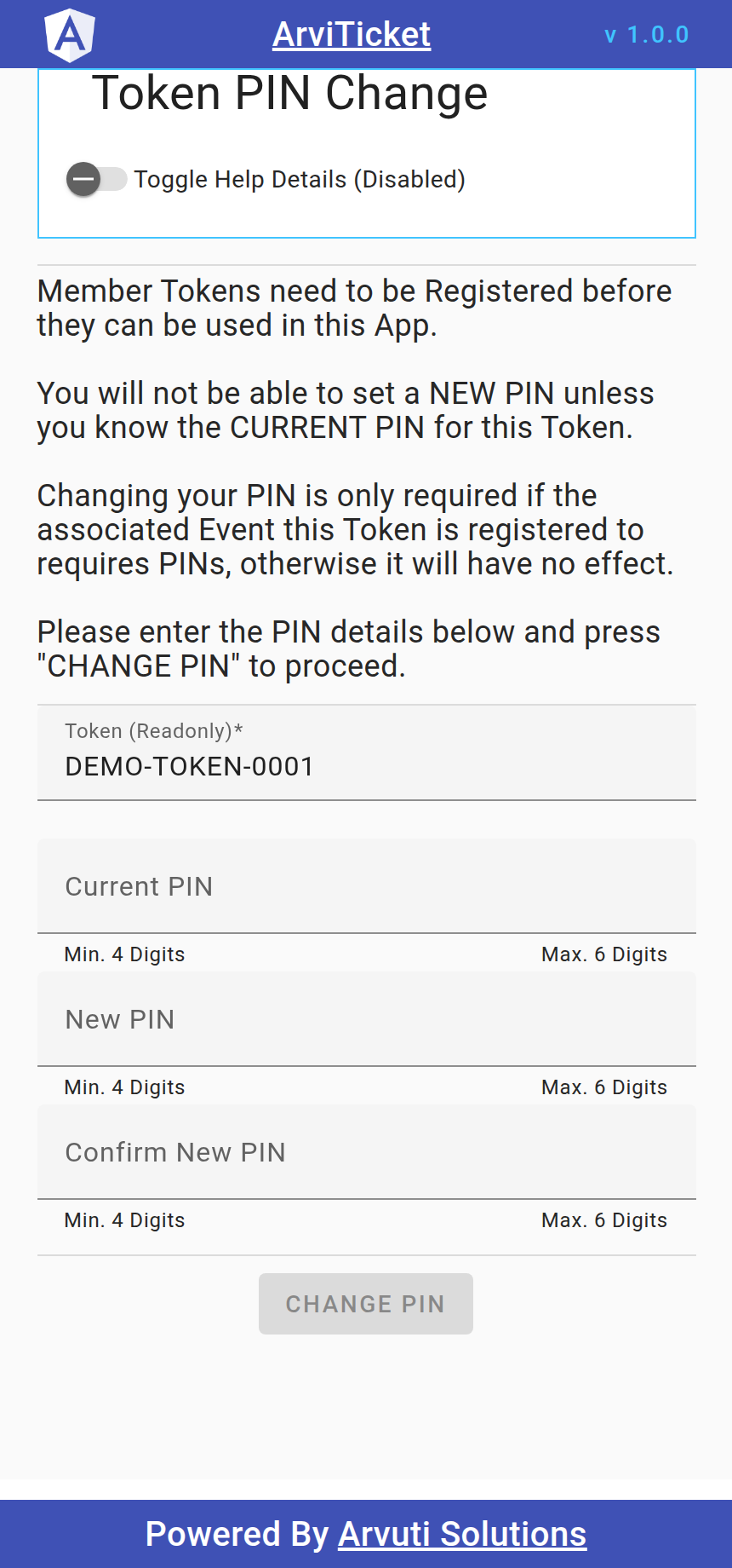 Change token PIN