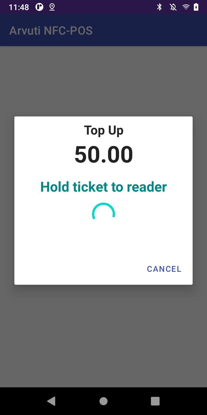 Top up — hold ticket to reader