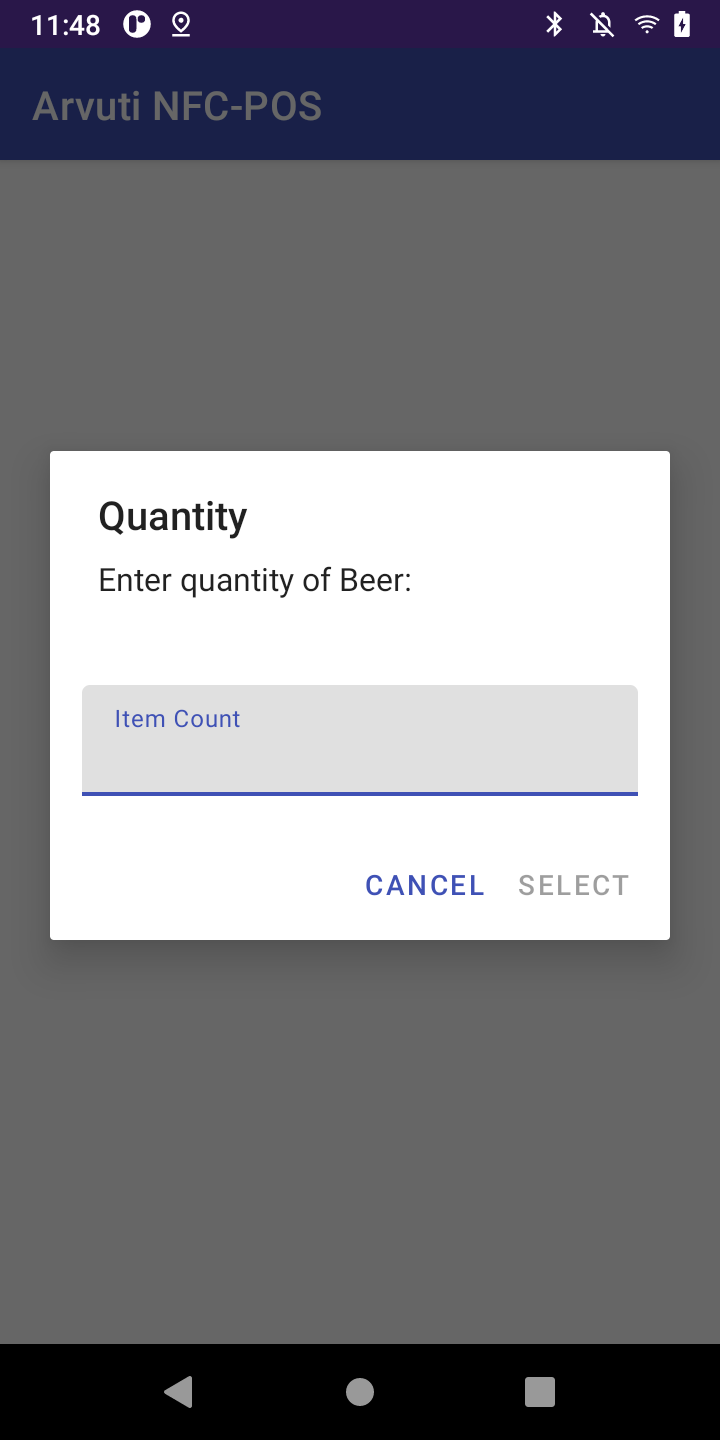 Quantity entry dialog