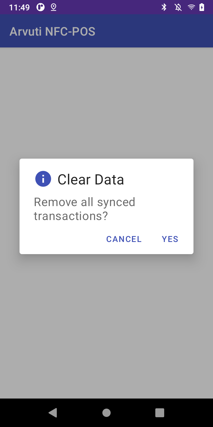 Clear Data confirmation dialog