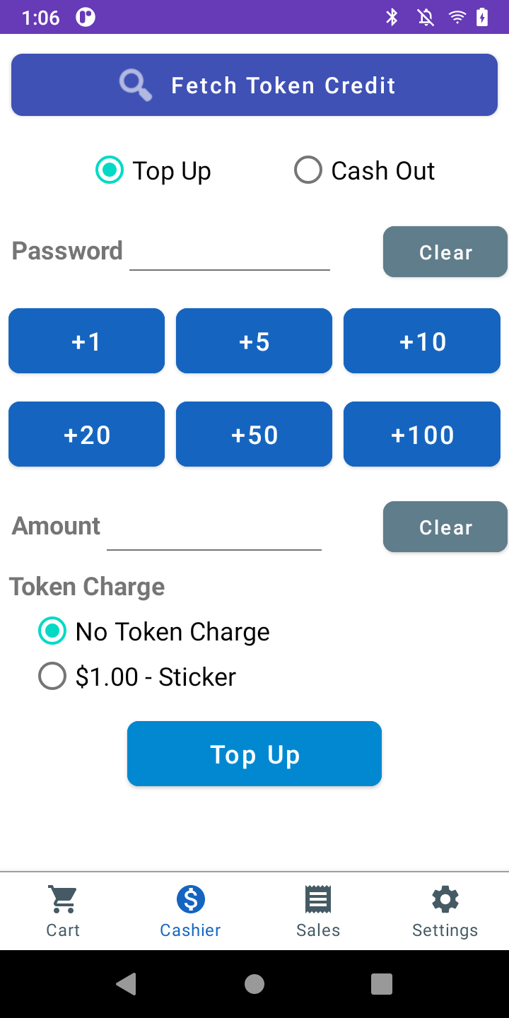 Cashier tab